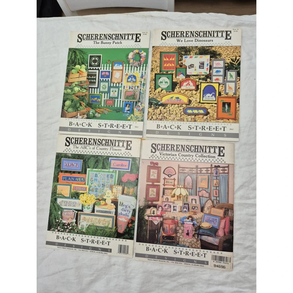 Back Street Designs Scherenschnitte Pattern Books Unisex Vintage Art Set of 4